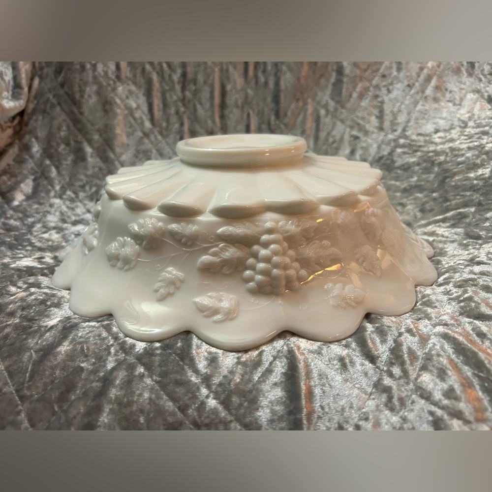 Vintage embossed milk glass bowl
